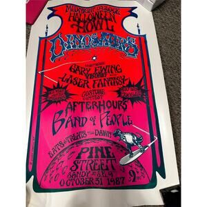 Midnight O'Clock Halloween Howl 1987 Dinosaurs / Gary Ewing Vintage Poster 17x26